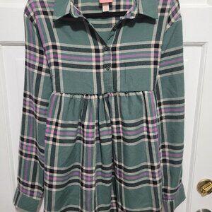 Plaid Peplum Top (Large) Fits like Medium